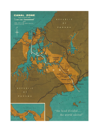 Map of Panama Canal Zone Prints