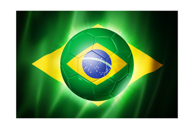 Soccer Football Ball with Brazil Flag Posters by  daboost