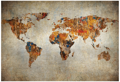 Grunge Map Of The World Posters