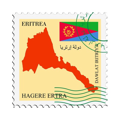 Stamp with Map and Flag of Eritrea Posters by  Perysty