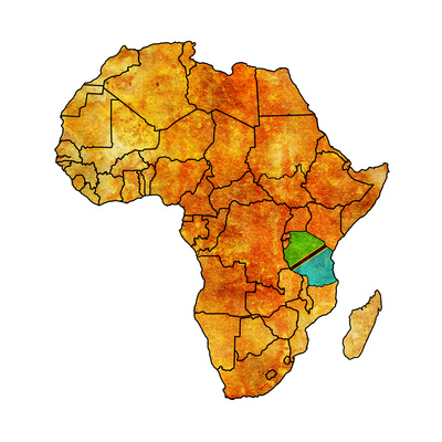 Tanzania on Actual Map of Africa Print by  michal812