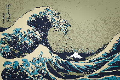 8-Bit Art Great Wave Prints