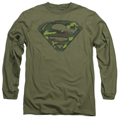 Long Sleeve: Superman - Distressed Camo Shield T-shirts