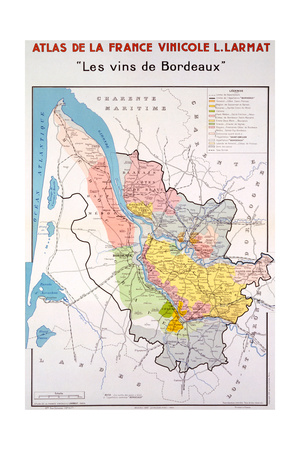 Map of the Bordeaux Region Giclee Print