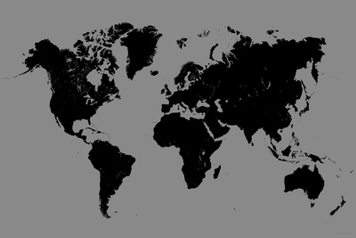 World Map - Black And Grey Posters