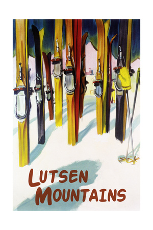 Lutsen Mountains - Colorful Skis Prints by  Lantern Press