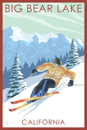 Big Bear Lake - California - Downhill Skier Prints by  Lantern Press