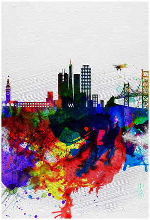 San Francisco Watercolor Skyline 1 Prints by  NaxArt