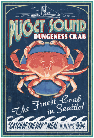 Seattle, Washington - Dungeness Crab Prints