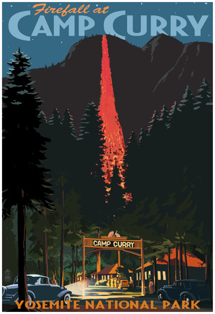 Firefall And Camp Curry - Yosemite National Park, California Posters