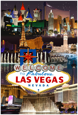 Las Vegas Casinos And Hotels Montage Print