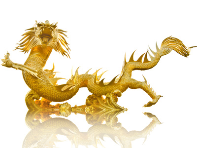 Giant Golden Chinese Dragon Photographic Print by  Gamjai