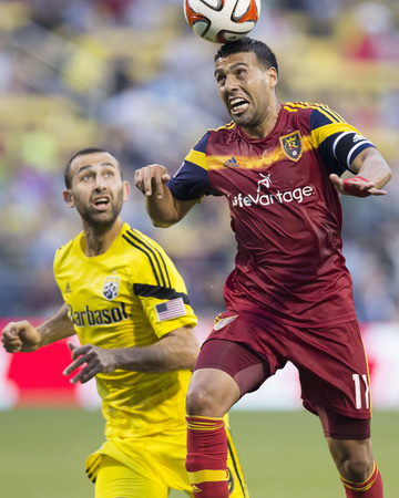 Jun 4, 2014 - MLS: Real Salt Lake vs Columbus Crew - Javier Morales, Justin Meram Photo by Greg Bartram