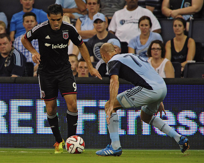 Aug 23, 2014 - MLS: D.C. United vs Sporting KC - Fabian Espindola, Aurelien Collin Photo by Jeff Curry