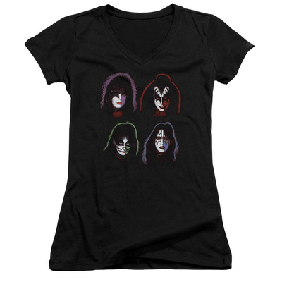 Juniors: KISS - Solo Heads V-Neck T-Shirt