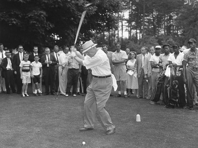 President Eisenhower Teeing Off on a Golf Course, Summer 1957 Photo