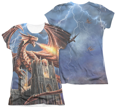 Juniors: Anne Stokes - Dragon's Fury (Front - Back Print) T-shirts