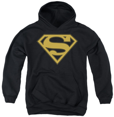 Youth Hoodie: Superman - Gold & Black Shield Pullover Hoodie
