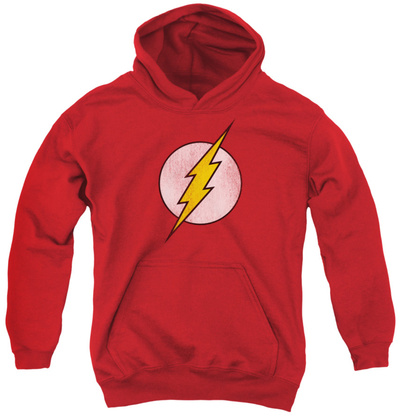 Youth Hoodie: DC Comics - Flash Logo Distressed Pullover Hoodie