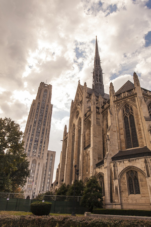 Heinz Memorial Chapel and Cathedral of Learning on the Campus of University of Pittsburgh Photographic Print by Richard Nowitz