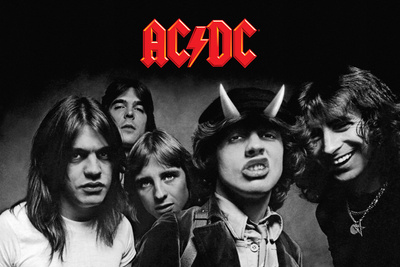 AC/DC Highway to Hell photo cover art poster black and white collage best rock bands, founders of heavy metal bands