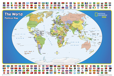 National Geographic Kids World Political Map Poster