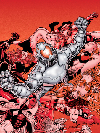 Avengers No.22 Cover: Ultron and Avengers Plastic Sign by George Perez