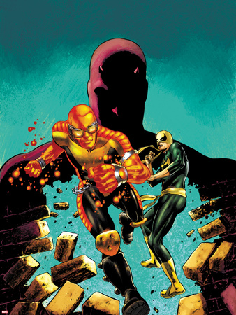 Shadowland: Power Man No.1 Cover: Power Man, Iron Fist, and Daredevil Running Plastic Sign by Mike Perkins