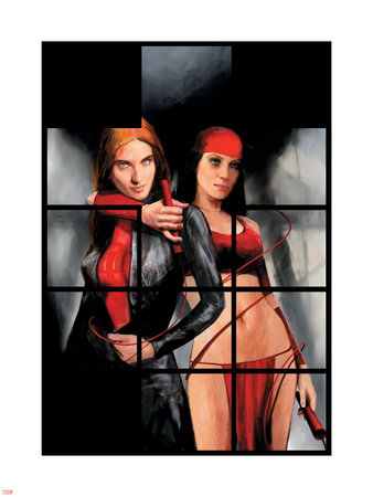 Daredevil The Murdock Papers No.80 Cover: Elektra and Black Widow Plastic Sign by Alex Maleev