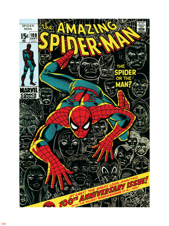 Marvel Comics Retro: The Amazing Spider-Man Comic Book Cover No.100, 100th Anniversary Issue Plastic Sign