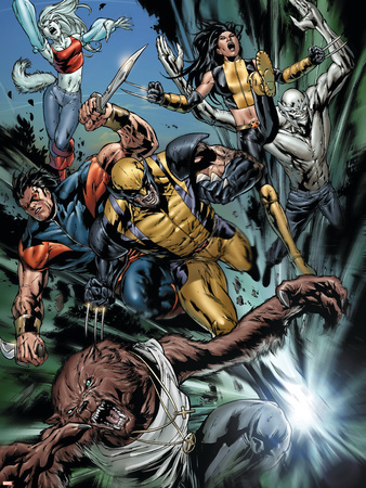 Uncanny X-Men No.493 Group: Wolfsbane, Wolverine, X-23, Warpath, Hepsibah and Caliban Plastic Sign by Billy Tan