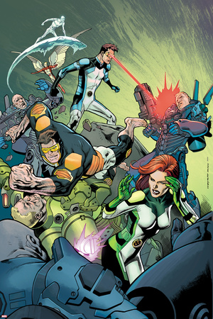 All-New X-Men 19 Cover: Grey, Jean, Beast, Cyclops, Iceman, Angel Plastic Sign by Brandon Peterson