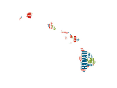 Hawaii Word Cloud Map Art by  NaxArt