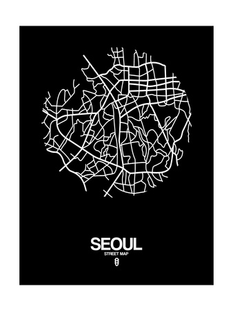 Seoul Street Map Black Posters by  NaxArt