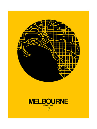 Melbourne Street Map Yellow Print by  NaxArt