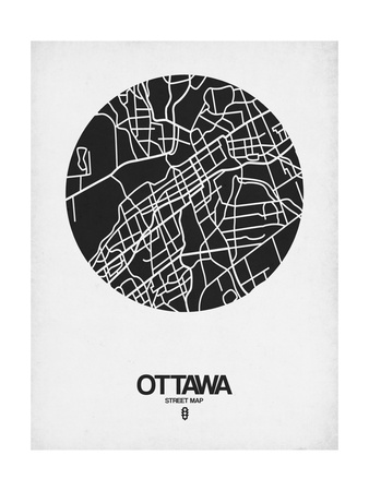 Ottawa Street Map Black on White Posters by  NaxArt