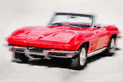 1964 Corvette Stingray Watercolor Plastic Sign by  NaxArt