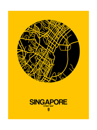 Singapore Street Map Yellow Posters by  NaxArt