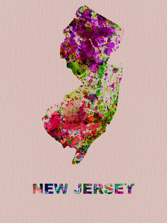 New Jersey Color Splatter Map Plastic Sign by  NaxArt