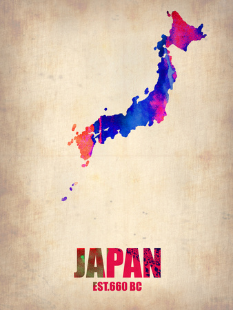 Japan Watercolor Map Plastic Sign by  NaxArt