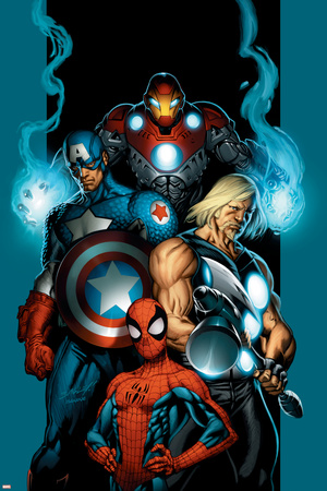 Ultimate Spider-Man No.70 Cover: Spider-Man, Thor, Captain America, Iron Man and Ultimates Posters by Mark Bagley