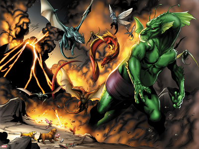 Avengers vs. Pet Avengers No.1: Fin Fang Foom Fighting Prints by Ig Guara