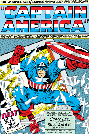 Marvel Comics Retro: Captain America Comic Panel; Smashing through Window; Red, White and Blue Print