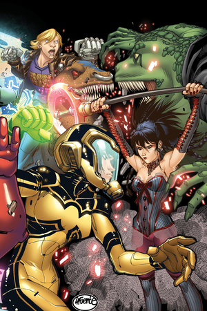 Avengers Academy No.28 Cover: Hazmat, Nico Minoru, Old Lace, and Chase Stein Posters by David LaFuente