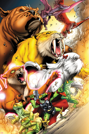 Avengers vs. Pet Avengers No.1: Throg, Zabu, Lockjaw, Lockheed, Redwing, Hairball, and Ms. Lion Posters by Ig Guara