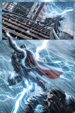 New Mutants No.25: Thor Flying in a Lightning Storm Poster by Leandro Fernandez