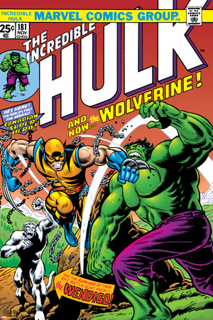 Marvel Comics Retro: The Incredible Hulk Comic Book Cover No.181, with Wolverine and the Wendigo Prints