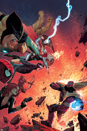 What If Avx 4 Cover: Wolverine, Iron Man, Thor, Hulk, Cyclops, Black Widow, Hawkeye, Magneto Posters by Jorge Molina