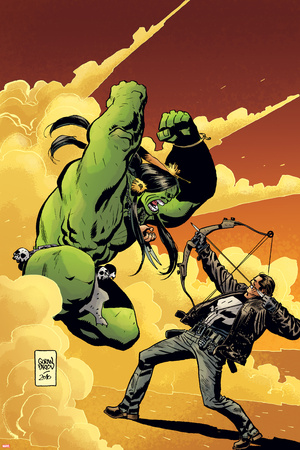 Marvel Universe vs. The Punisher No.2 Cover: Hulk Fighting Punisher Print by Goran Parlov