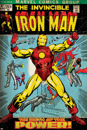 Marvel Comics Retro: The Invincible Iron Man Comic Book Cover No.47, Breaking Through Chains (aged) Prints